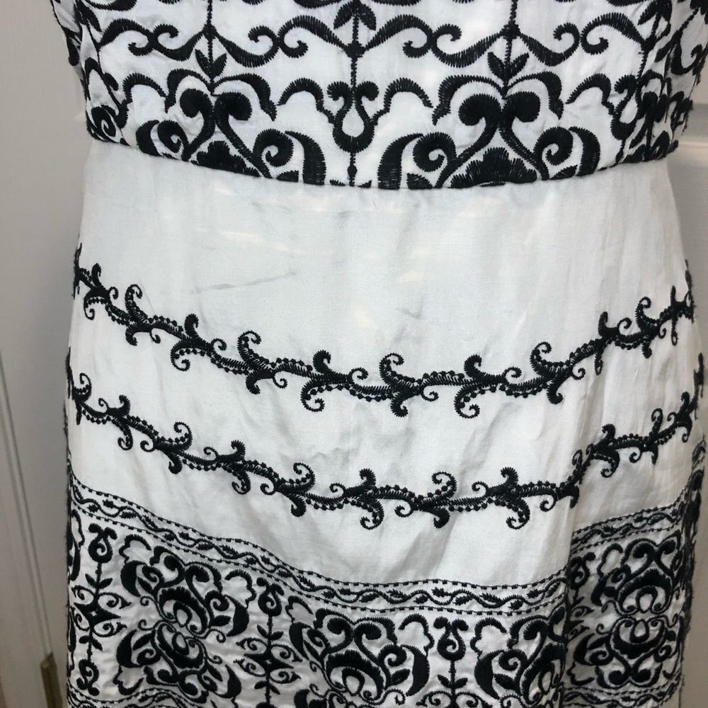 WHBM black white strapless belt sash dress size 6 - Picture 4 of 14